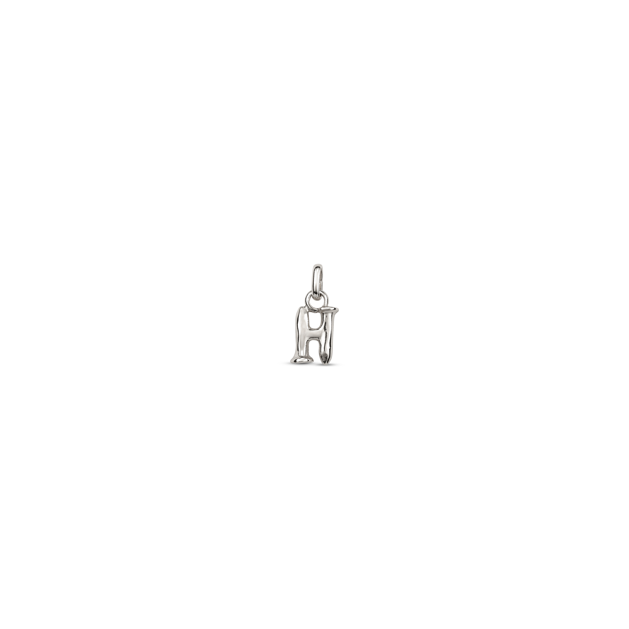 Sterling silver-plated charm with small letter H, Silver, large image number null